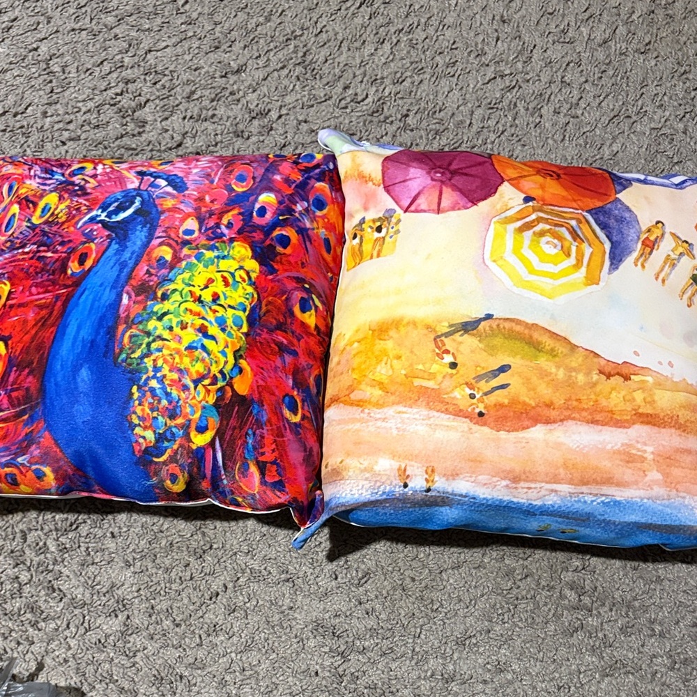 Vibrant Peacock Art Pillow